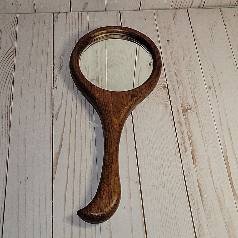 Vintage Wood Hand Mirror